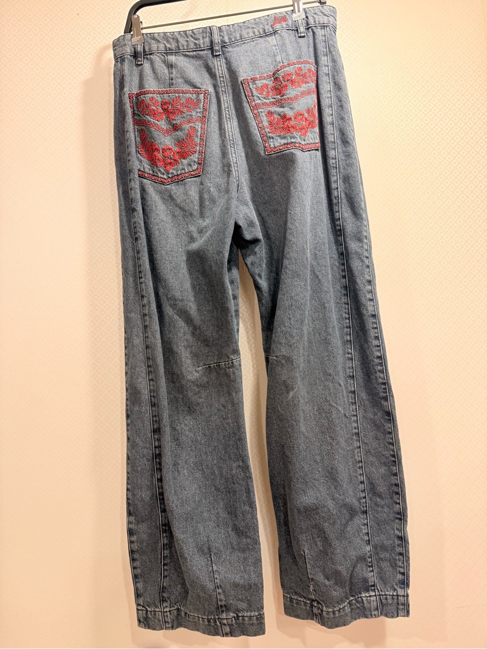 Damson Madder Neve Embroidered High-Rise Straight-Leg Jeans Size 12 - Picture 3 of 16